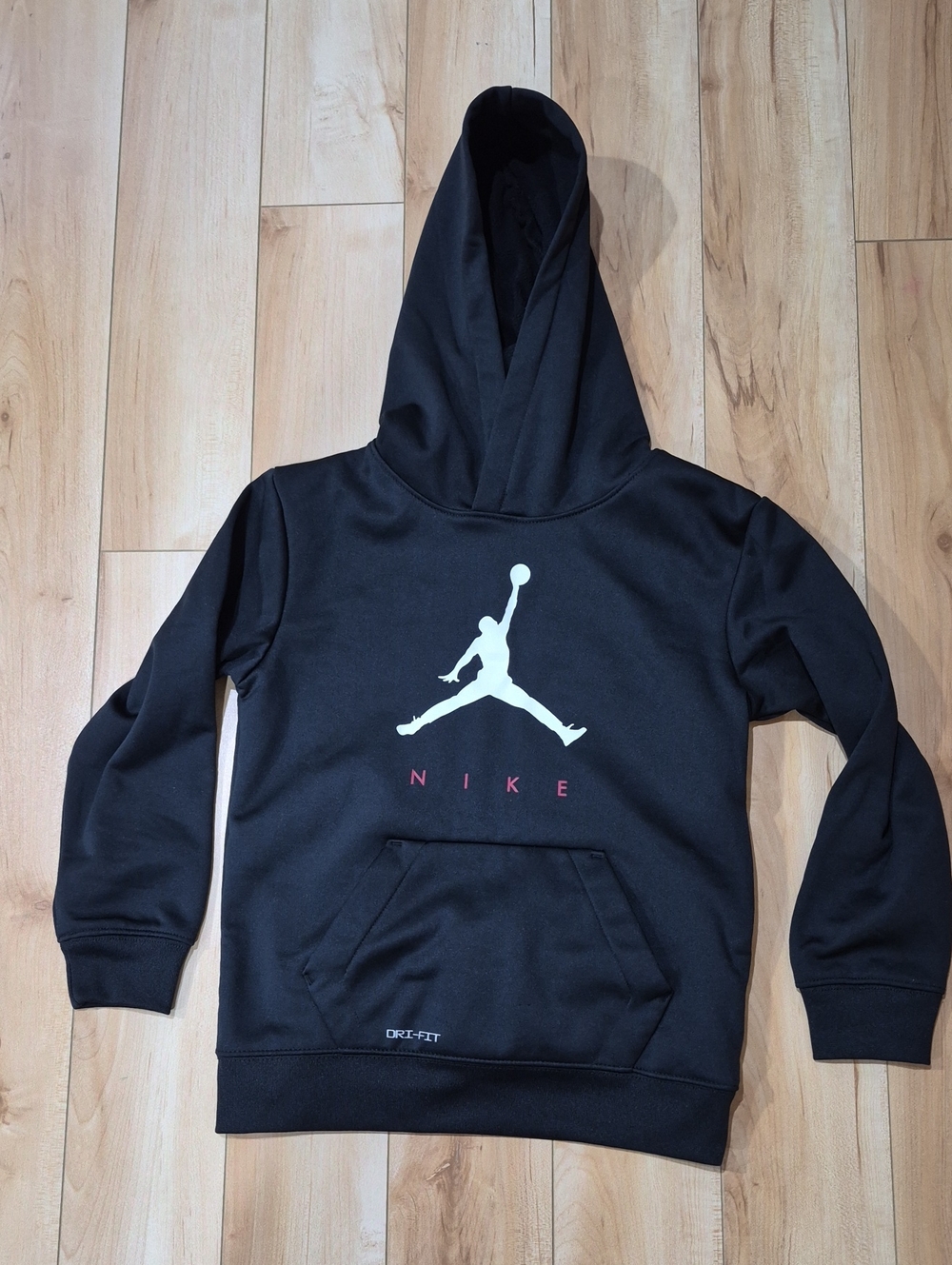 Boys Size 6 Nike Black Kids Jumpman Pullover Hoodie with White Logo